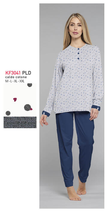 ART. KF3041 PLD- pigiama donna interlock m/l kf3041 pld - Fratelli Parenti